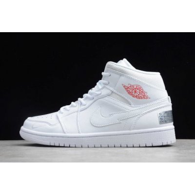 Nike Air Jordan 1 Mid Aj1 London Beyaz / Kırmızı / Gümüş Basketbol Ayakkabısı Türkiye - NQ0PPV6Z